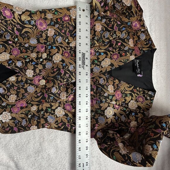 Vintage Endién Ltd. Womens Floral Brocade Jacket Size 8 Gold Double Breasted - Picture 8 of 9